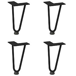 vidaXL Pieds de table en forme d'épingle à cheveux 4 pcs noir 20 cm