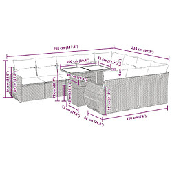 Acheter vidaXL Salon de jardin et coussins 11 pcs marron résine tressée