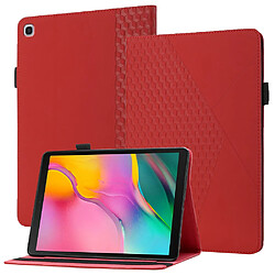 Etui en PU support motif losange skin touch, auto-absorbé, porte-cartes rouge pour votre Samsung Galaxy Tab A 10.1 (2019) T510 T515