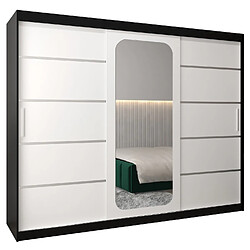 Abiks Meble Armoire PROMO V2 À Portes Coulissantes 200/250/62 3 Portes (Noir/Blanc)