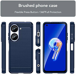 Htdmobiles Coque pour Asus Zenfone 9 5G - housse etui silicone gel carbone + verre trempe - BLEU FONCE