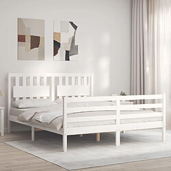 Maison Chic Cadre/structure de lit avec tête de lit pour adulte - Lit Moderne Chambre blanc King Size bois massif -MN36342