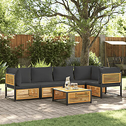 vidaXL Salon de jardin avec coussins 6 pcs bois d'acacia solide