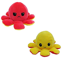 RedMiter Peluche poulpe réversible double face 20 cm -jaune + rouge