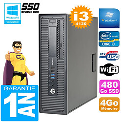 PC HP EliteDesk 800 G1 SFF Core I3-4130 4Go Disque 480Go SSD Graveur DVD Wifi W7 - Occasion