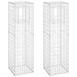 vidaXL Poteaux à panier de gabion 2 pcs 50x50x180 cm Fer