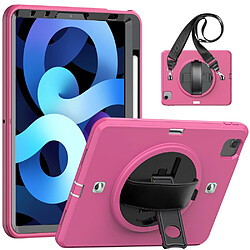 Coque en TPU Hybride robuste avec béquille et bandoulière rose pour votre Apple iPad Air (2020) 10.9 pouces/Pro 11 pouces (2020)