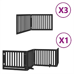 vidaXL Barrière pour chien porte pliable 10panneaux noir bois peuplier