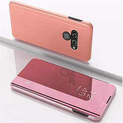 Wewoo Coque Rigide Pour LG K50 Miroir de protection Couvercle à rabat gauche et droite avec étui de support Or rose