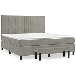 Maison Chic Lit Adulte - Lit simple Lit à sommier tapissier et matelas moelleux - Meuble de Chambre - Gris clair 160x200cm Velours -MN93870