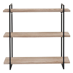 Acheter Mendler Étagère murale HWC-K78, Étagère suspendue Schweberegal, 3 étagères Bois massif industriel 60x60x18cm ~ naturel, métal noir