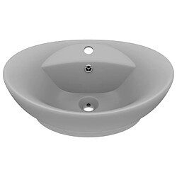 vidaXL Lavabo ovale à trop-plein Gris clair mat 58,5x39 cm Céramique