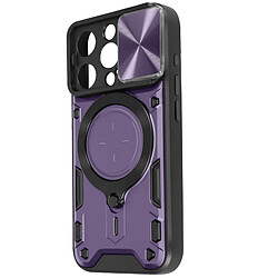 Avizar Coque pour iPhone 15 Pro Bague Métallique Bi-matière Antichoc Violet