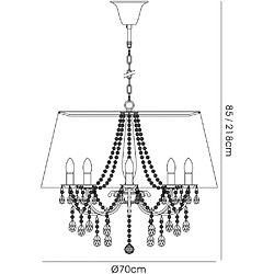 Avis Luminaire Center Suspension Olivia avec Abat jour blanc 8 Ampoules laiton antique/cristal