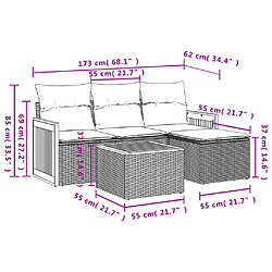 Acheter vidaXL Salon de jardin 5 pcs avec coussins gris résine tressée