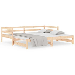 Maison Chic Lit de jour avec lit gigogne et matelas, Lit de repos Lit d'invité pour Salon Chambre,Canapé-lit 90x190 cm bois de pin massif -MN28899