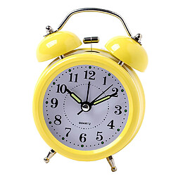 numérique 3d double cloche horloge carillon horloge fort réveil batterie puissance 3inch jaune