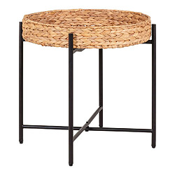 Mes Table d'appoint ronde 50x48,5 cm en jacinthe d'eau et métal noir