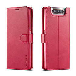 Wewoo Housse Coque Pour Galaxy A80 / A90 LC.IMEEKE Étui en cuir à rabat horizontal à texture de veauavec support et fentes cartes et portefeuille Rose rouge