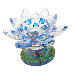 Acheter 7 couleurs bouddhiste cristal lumière de thé en verre fleur de Lotus porte-bougie bleu