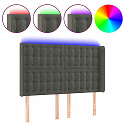 Maison Chic Tête de lit scandinave à LED,meuble de chambre Gris foncé 147x16x118/128 cm Velours -MN72800