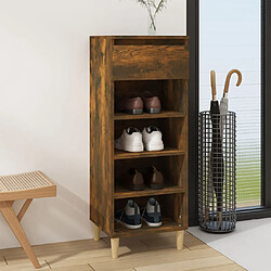 Maison Chic Armoire à Chaussures,Meuble de Rangement à Chaussures Chêne fumé 40x36x105 cm Bois d'ingénierie -MN75871