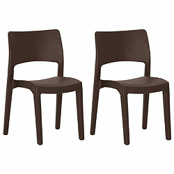 Maison Chic Lot de 2 Chaises de jardin,Fauteuil d'extérieur Moka Polypropylène -MN75663