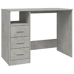 Helloshop26 Bureau table poste de travail meuble d'ordinateur informatique étude avec tiroirs 102 x 50 x 76 cm bois d'ingénierie gris 02_0023470