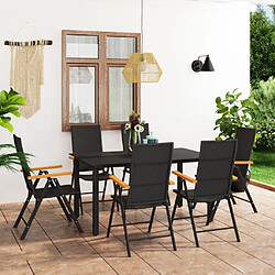 vidaXL Ensemble à manger de jardin 7 pcs noir et marron