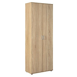 Pegane Armoire, meuble de rangement multifonctions en bois coloris imitation Chêne sonoma - longueur 70 x profondeur 34 x hauteur 189 cm