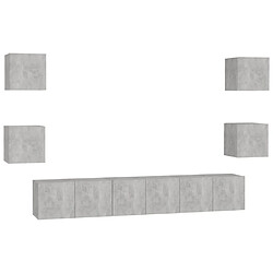 Maison Chic Ensemble de meubles TV 7 pcs | Banc TV Moderne pour salon | Meuble de Rangement - Gris béton Aggloméré -MN73105