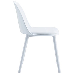 Avis Pegane Lot de 4 chaises de salle à manger en polypropylène et simili-cuir coloris blanc - Longueur 45 x profondeur 55,50 x hauteur 80 cm