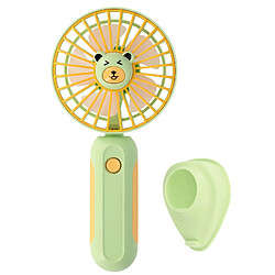 Avizar Mini Ventilateur de Poche Design Tête d'ours avec Support Bureau Vert Citron