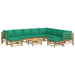 Avis Maison Chic Salon de jardin 11pcs + coussins - Mobilier/Meubles de jardin - Table et chaises d'extérieur vert bambou -MN79593