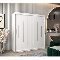 Abiks Meble Armoire YORK À Portes Coulissantes 200/180/62 2 Portes (Blanc/Blanc)