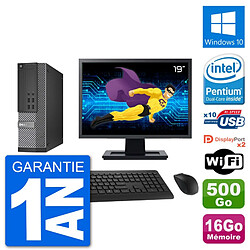 PC Dell 7020 SFF Ecran 19" Intel G3220 RAM 16Go Disque Dur 500Go Windows 10 Wifi - Occasion