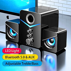 Universal Haut-parleur de mode filaire câblé USB pour les haut-parleurs de l'ordinateur Basse Stéréo Music Player Subwoofer Boîte sonore pour téléphones PC | Haut-parleurs de l'ordinateur (Noir)