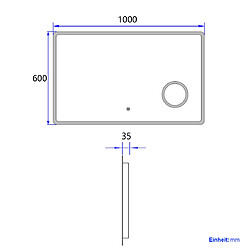 Acheter EMKE Miroir de salle de bain LED avec Loupe 3 Fois 100x60cm | Loupe 3x, Interrupteur Tactile | Lumière Blanche Froide/Chaude/Neutre