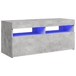 vidaXL Meuble TV avec lumières LED gris béton 90x35x40 cm