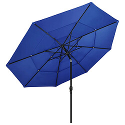 vidaXL Parasol de jardin à 3 niveaux avec mât en aluminium bleu azuré