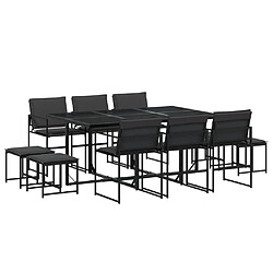 vidaXL Ensemble à manger de jardin avec coussins 11 pcs noir textilène