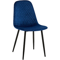 Avis Decoshop26 Lot de 4 chaises de salle à manger coutures décoratives losanges avec pieds en métal noir et assise en tissu bleu 10_0001877