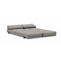 Inside 75 Méridienne design SIGMUND INDU Flashtex, Light grey convertible lit 160*200 cm pieds Acier noir