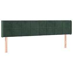 vidaXL Tête de lit avec oreilles Vert foncé 163x16x78/88 cm Velours