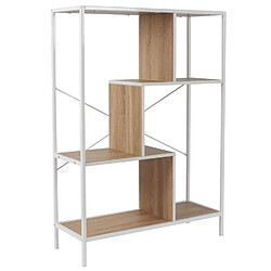 The Home Deco Factory Etagère en bois et métal EDISON - H. 113 cm - Blanc et marron