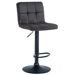 Decoshop26 Tabouret de bar chaise haute x 1 avec coutures décoratives carrées assise en velours noir pieds en métal noir 10_0005334