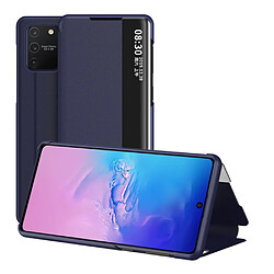 Etui en PU retourner avec fenêtre de visualisation bleu pour votre Samsung Galaxy A91/S10 Lite