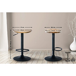 Decoshop26 Lot de 4 tabourets de bar pivotant avec repose-pieds assise en bois pieds en métal noir 10_0004518 pas cher