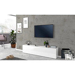 Alter Meuble TV de salon, Made in Italy, Meuble TV avec 1 abattant, 180x30h40 cm, coloris blanc brillant