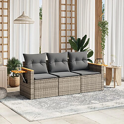 Maison Chic Salon de jardin avec coussins 3 pcs | Ensemble de Table et chaises | Mobilier d'Extérieur gris résine tressée -GKD39271